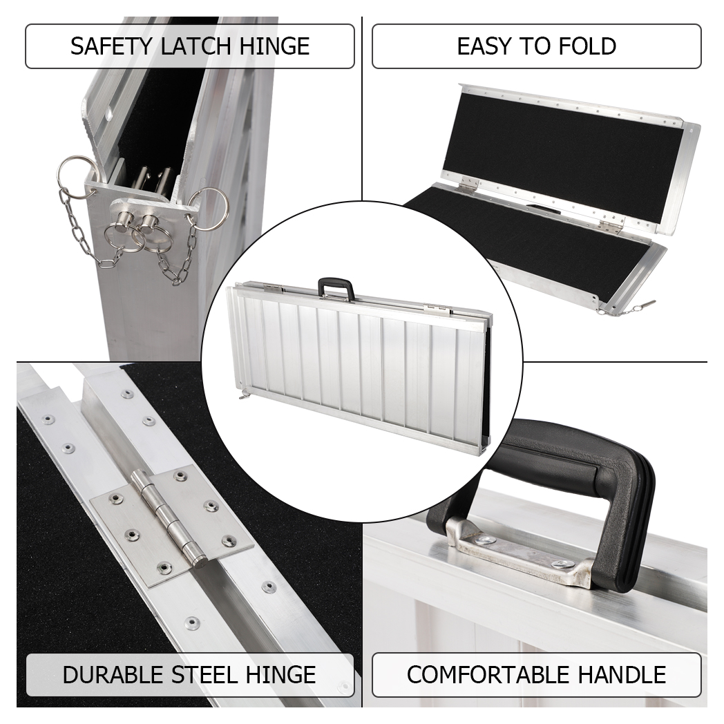3FT Two-section Non-Skid Folding Lightweight Aluminum Alloy Wheelchair Scooter Mobility Ramps
