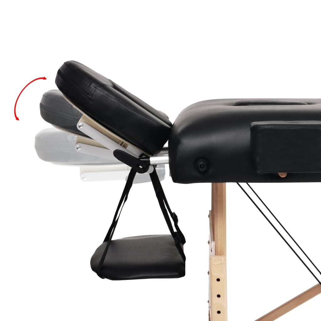 2-Zone Folding Massage Table and Stool Set 3.9" Thick Black