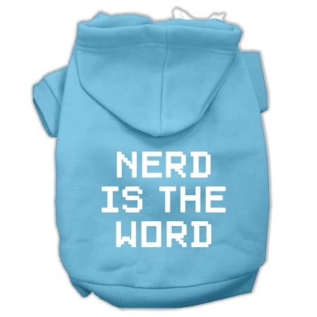 Nerd is the Word Screen Print Pet Hoodies Baby Blue Size L