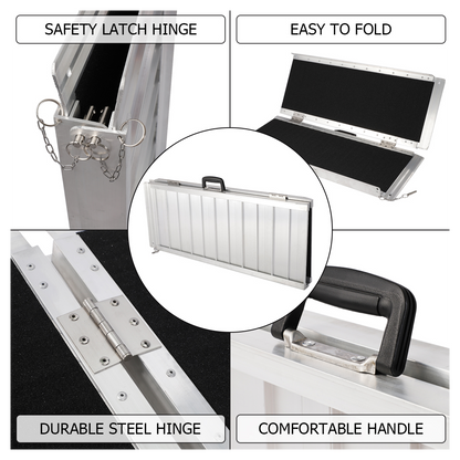 3FT Two-section Non-Skid Folding Lightweight Aluminum Alloy Wheelchair Scooter Mobility Ramps